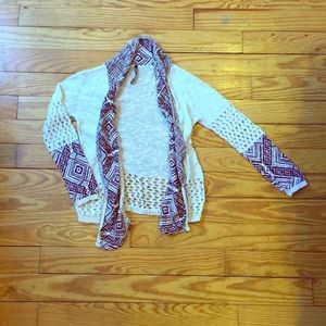 Cream & scarlet cardigan